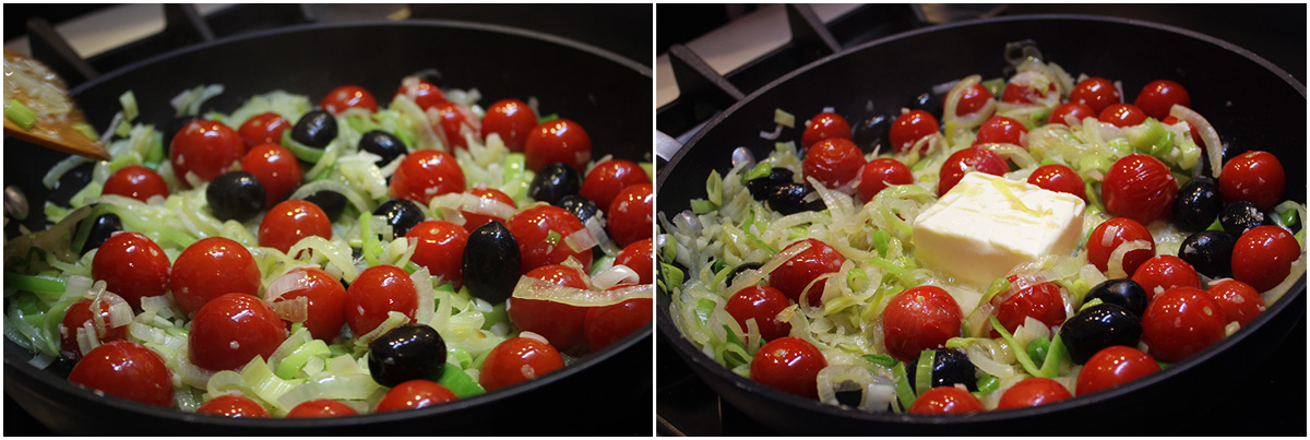 Add olives and butter
