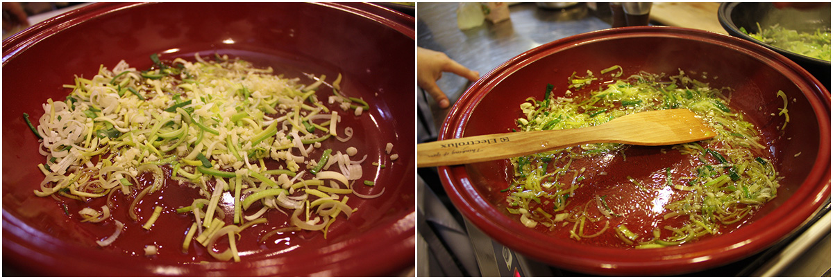 Cook leeks. Mussels Marinière. Delicious recipes from famous chefs.