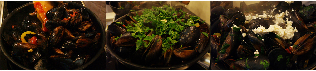 Cooking. Greek mussels. Delicious recipes from famous chefs.