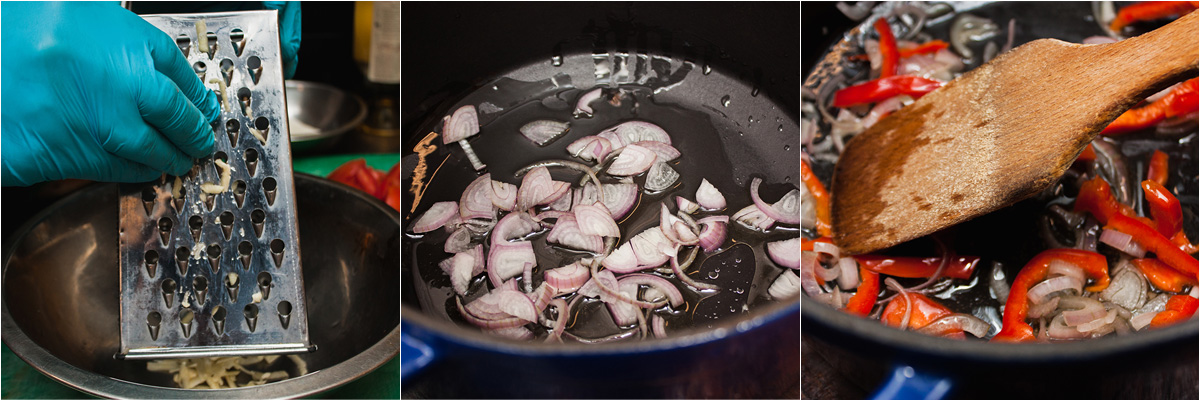 Preparing vegetables. Greek mussels with Odessa twist. Delicious recipes from famous chefs.