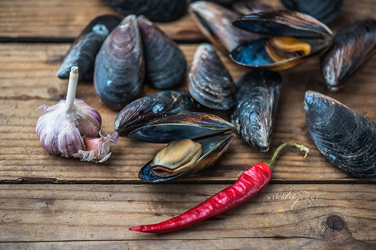 Local mussels. Maria Kalenska food blog, Odessa.