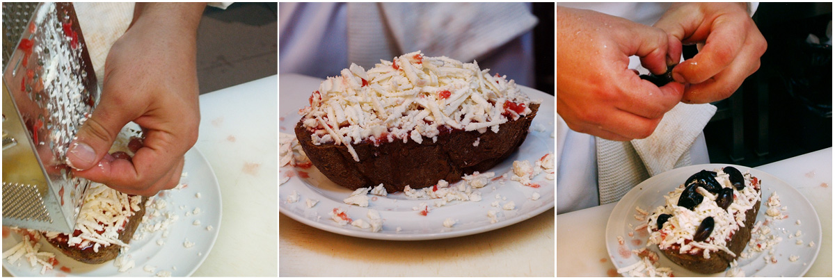 Grate feta cheese