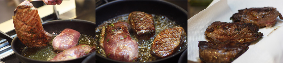 Fry goose breasts