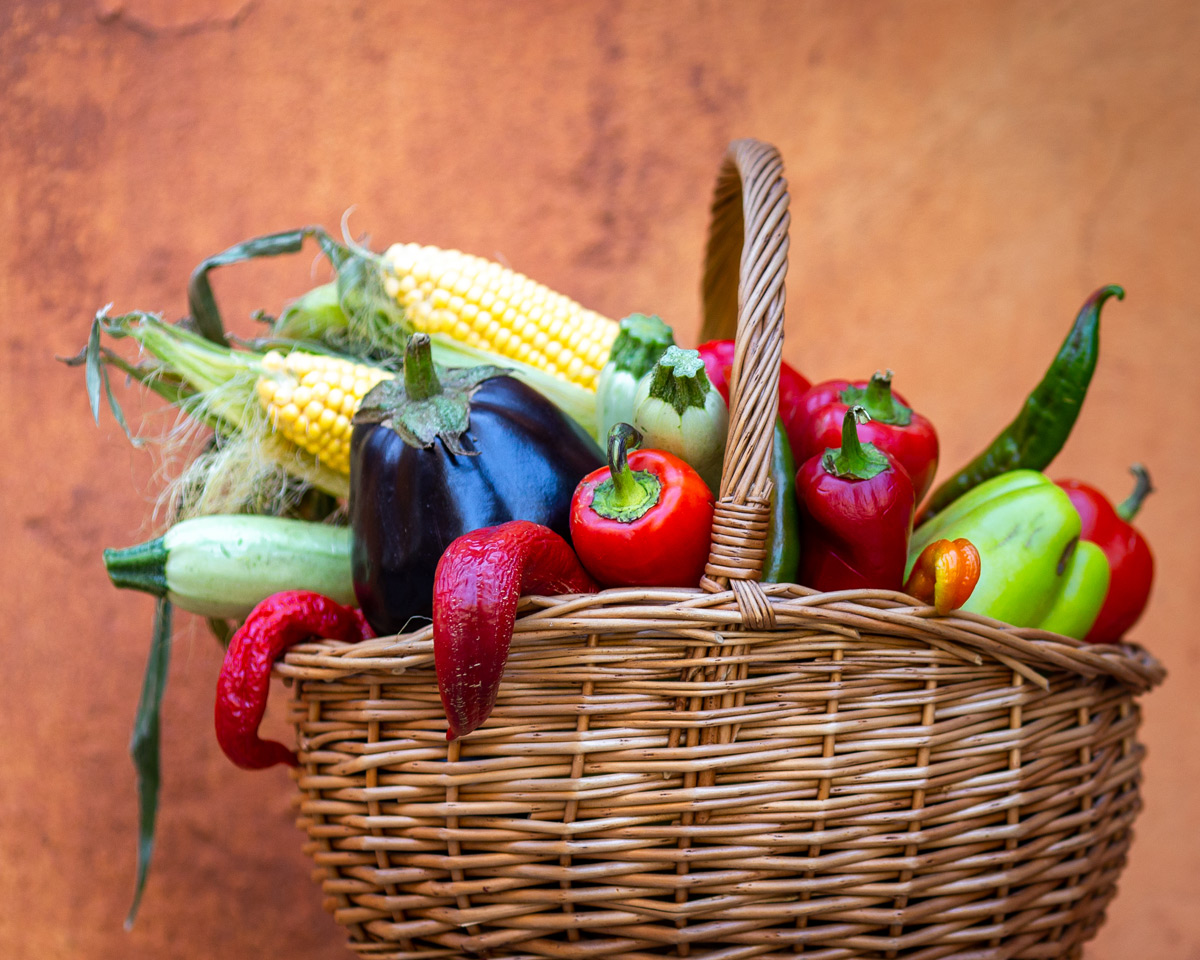 Basket with vegetables. Maria Kalenska food blog, Odessa.