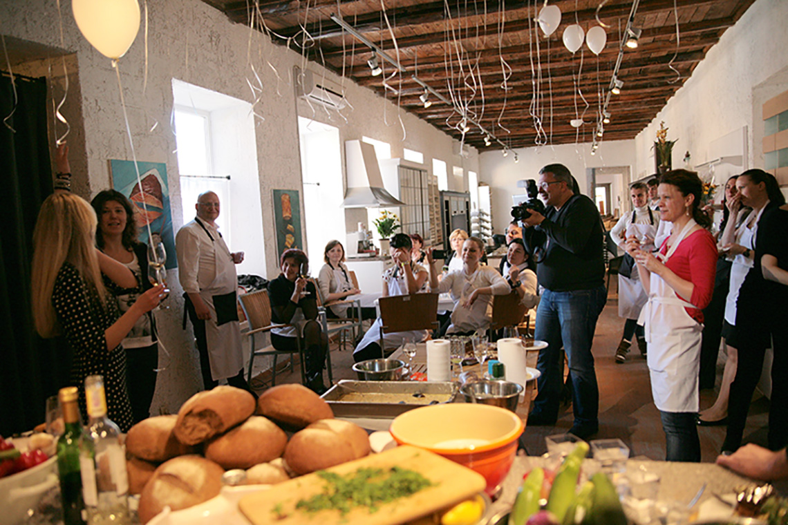 Creative atmosphere. The birthday of “My Friends” cooking school. Cooking school in Ukraine.