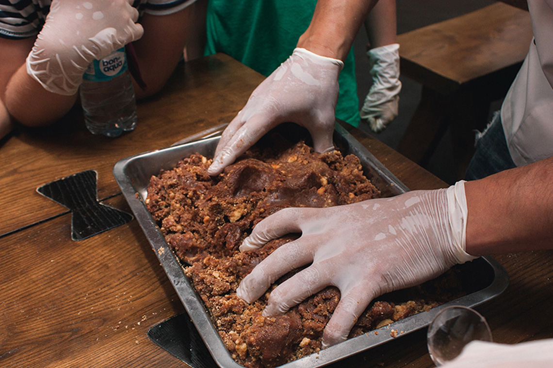 Ingredients for chocolate sausage. Сooking class with chef in Odessa