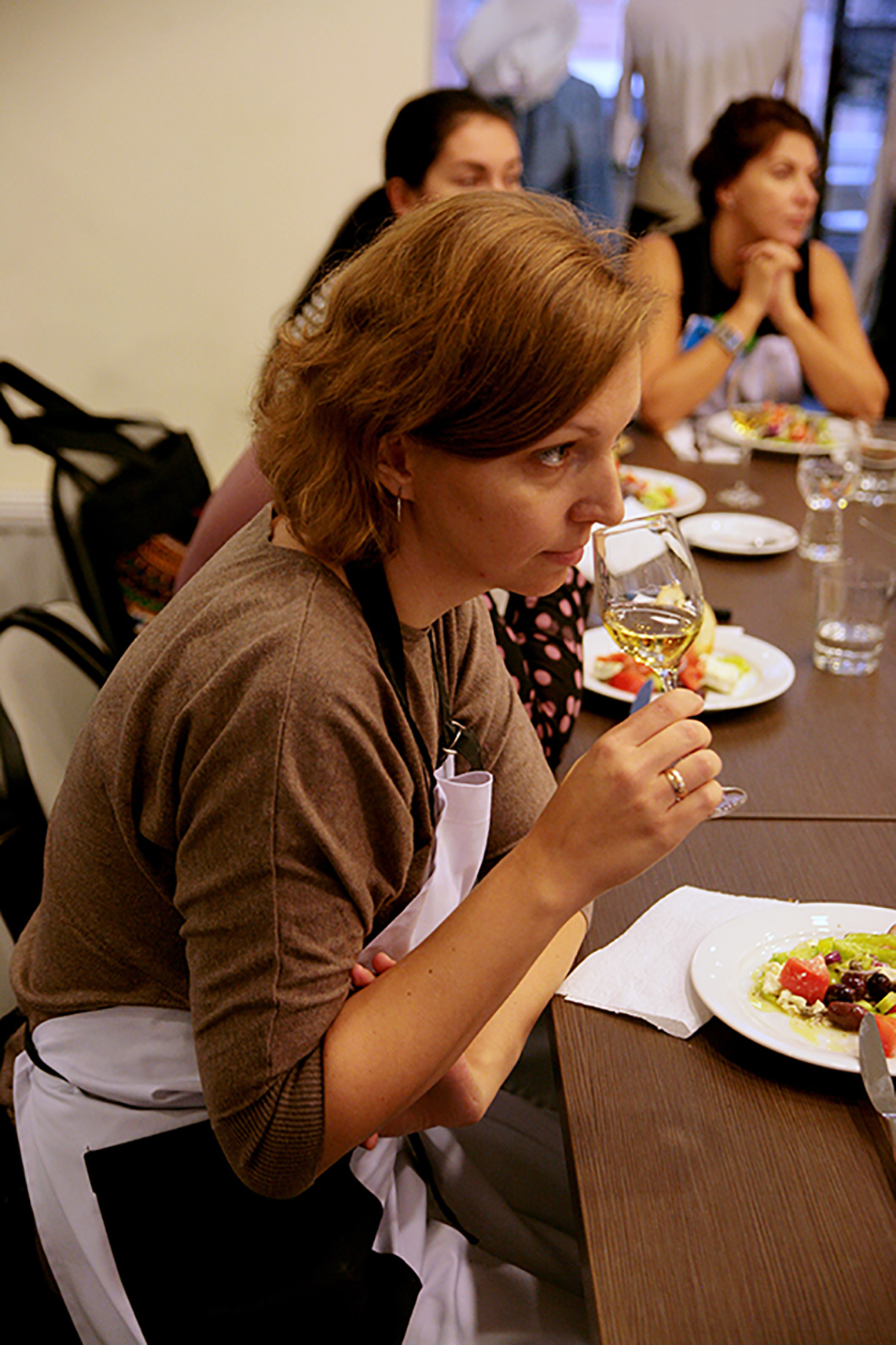 Wine. Olive oil tasting during lesson "Greek Сuisine". Cooking classes in Ukraine.