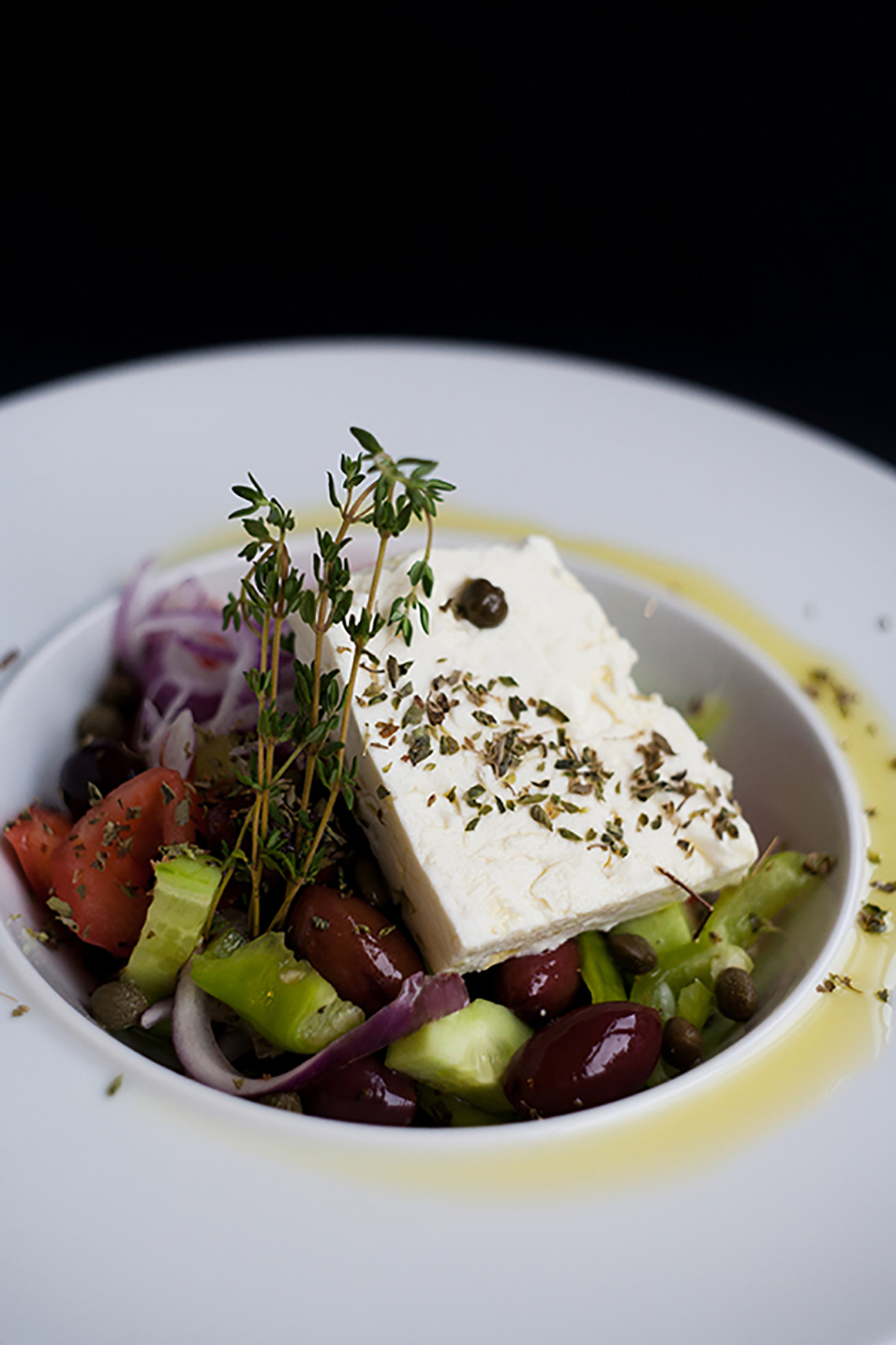 Croatian salad. Olive oil tasting during lesson "Greek Сuisine". Cooking classes in Ukraine.