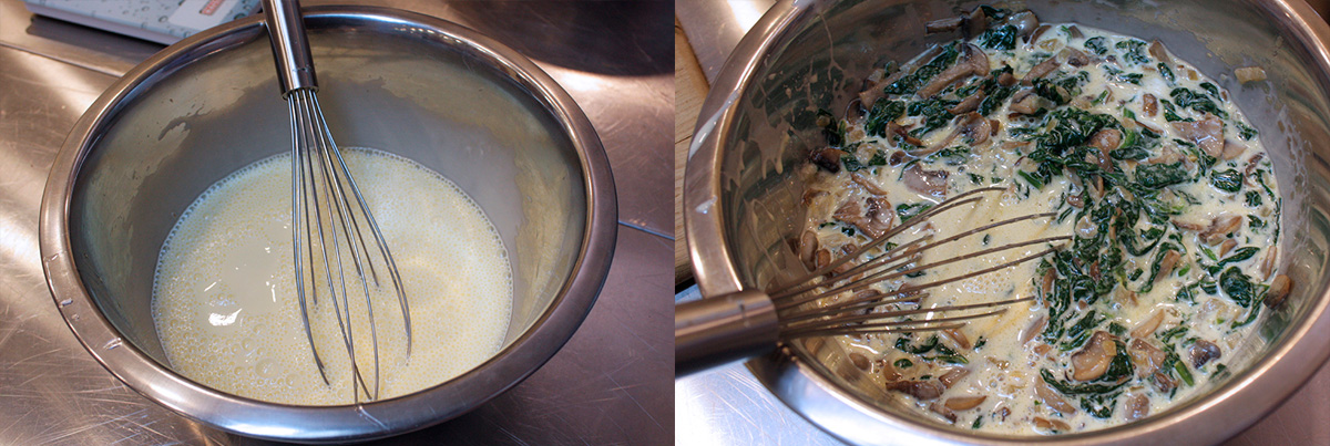 Spinach and mushroom filling