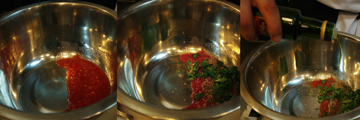 Tomato sauce for Cretan salad.