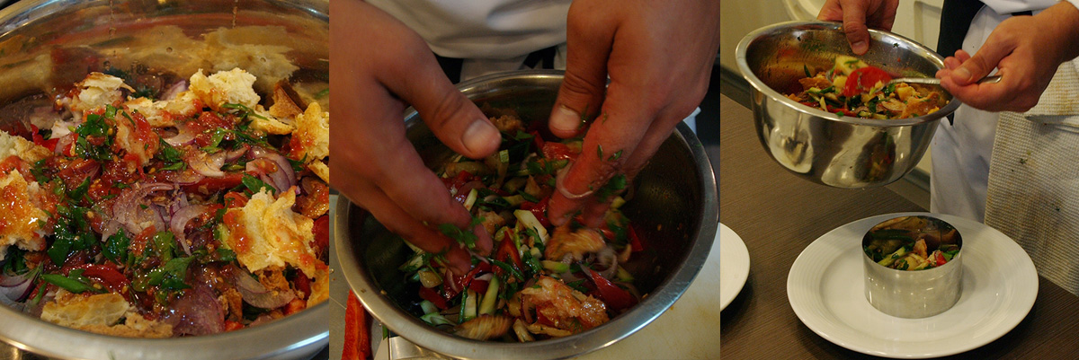 Food plating. Cretan Salad. Best cooking recipes with step-by-step photos.