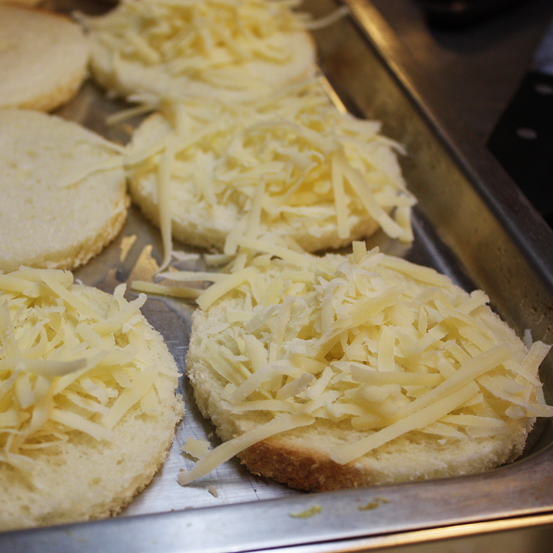 Cheese baguette slice