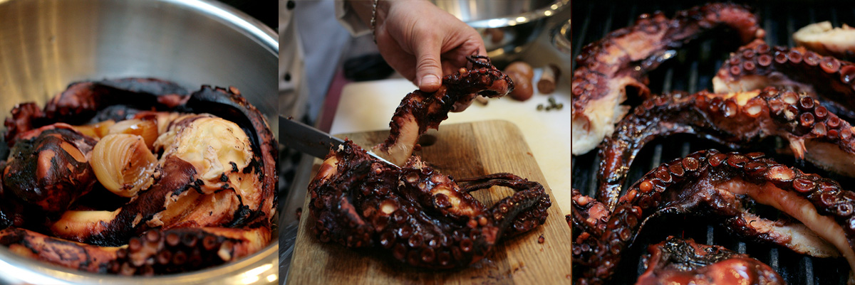 Grilled octopus. Cooking tips from famous chefs.