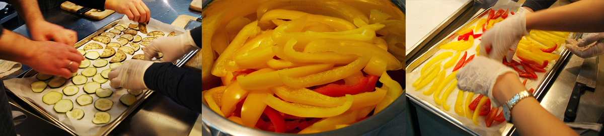 Cut pepper and aubergine