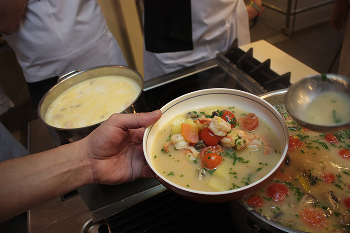 Food Plating. Famous Soups from Three Continents. Cooking school in Ukraine.