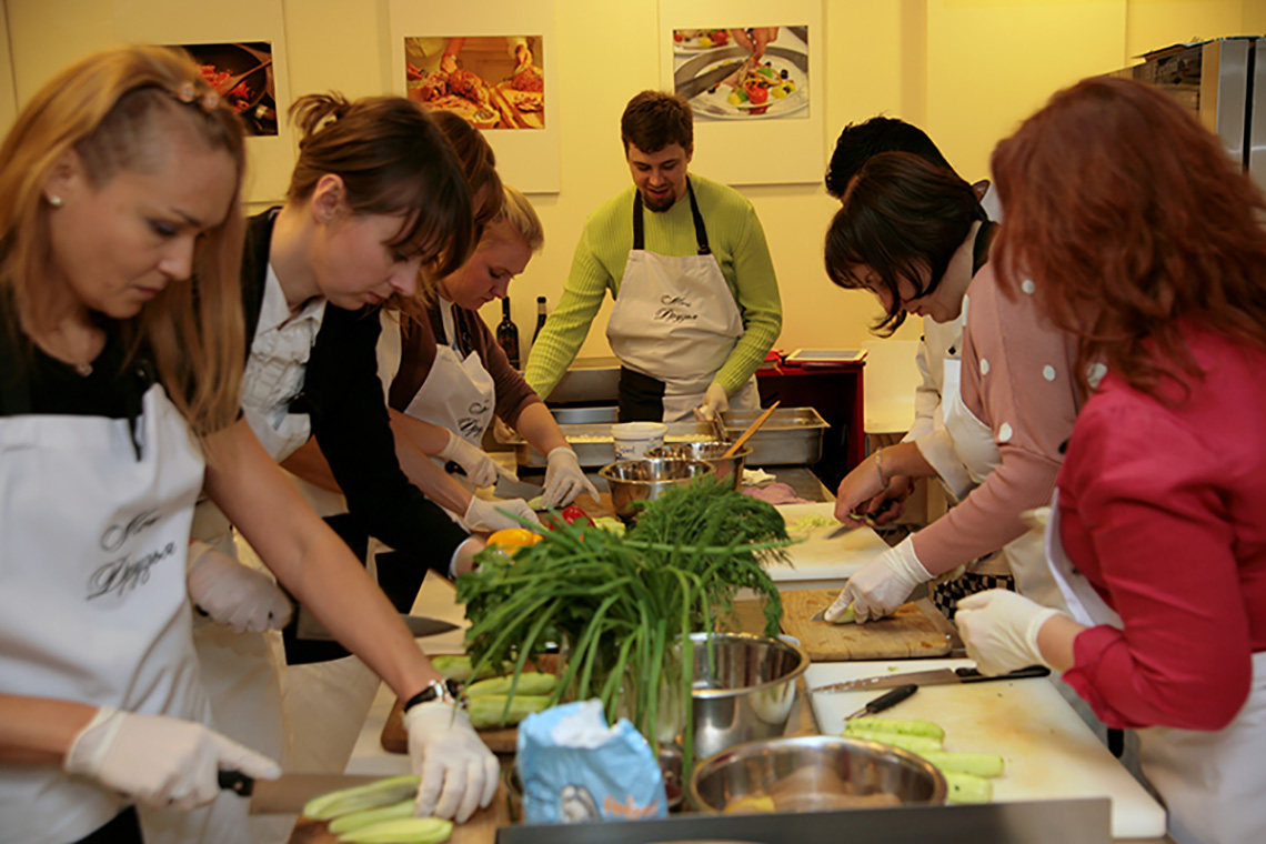 Vegetables. Culinary team building for Marfin Bank. Cooking classes in Ukraine.