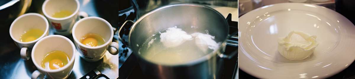 Poached quail eggs