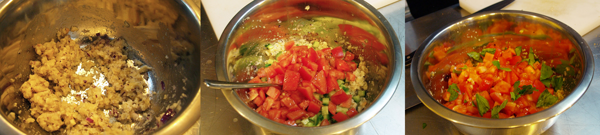 Chopping. Panzanella salad. Recipes and meal ideas in Maria Kalenska blog
