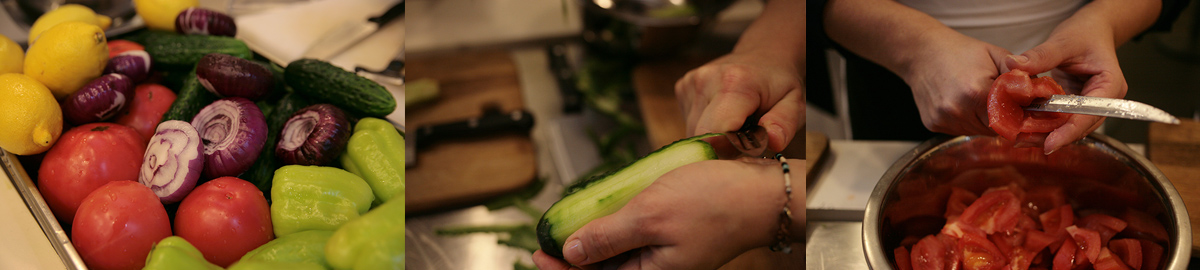 Vegetables for Sothern Horiatiki salad. Cooking at home with step-by-step recipes.