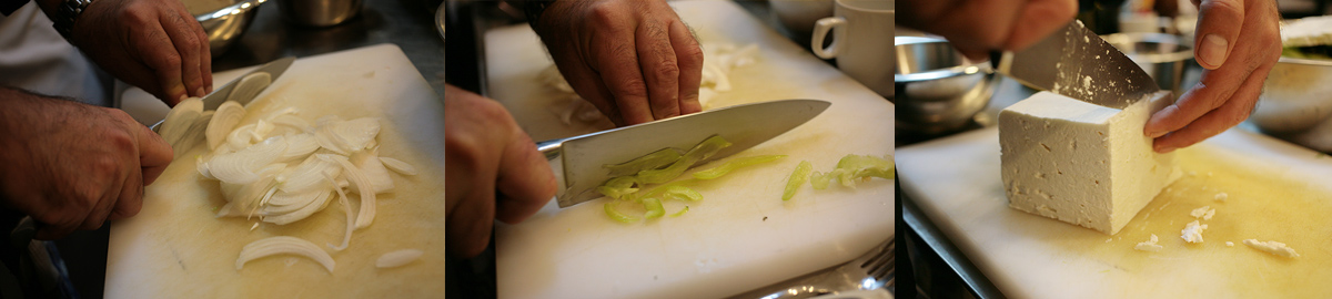 Chopping process. Northern Horiatiki salad.