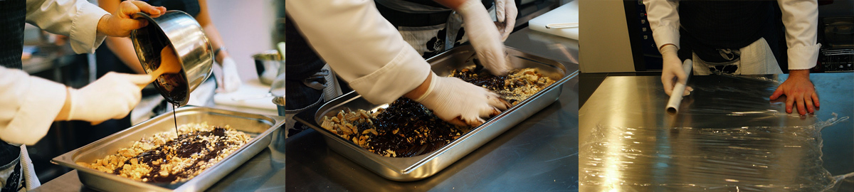 Rolling up. Chocolate salami. Delicious recipes from famous chefs.