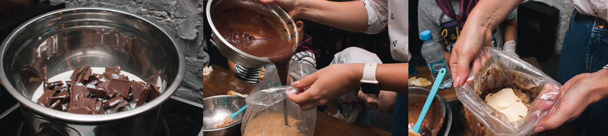 Work with chocolate. Chocolate salami by Alexander Stefoglo. Delicious recipes from famous chefs.