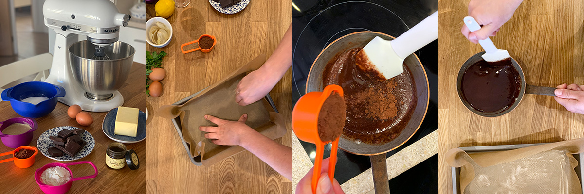 Ingredients for Tahini brownies. Home cooking recipes with step-by-step photos.