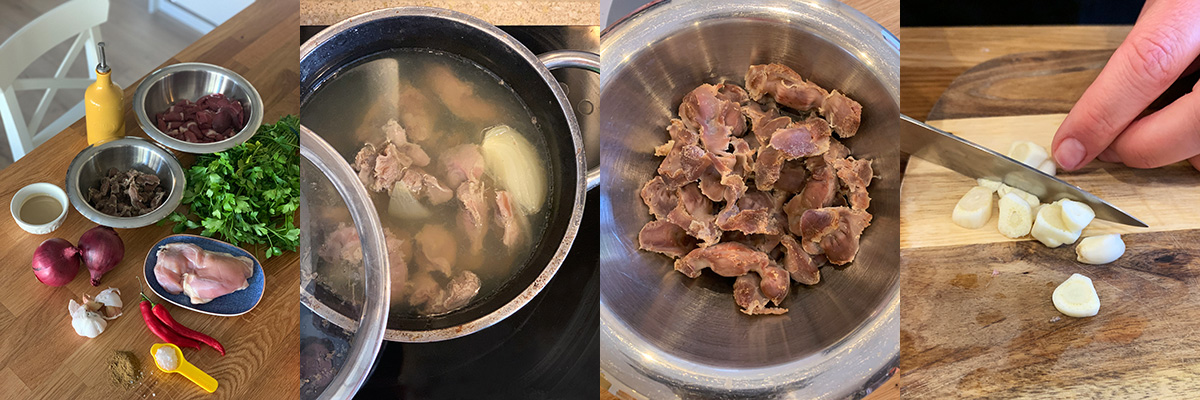 Cook the chicken gizzards