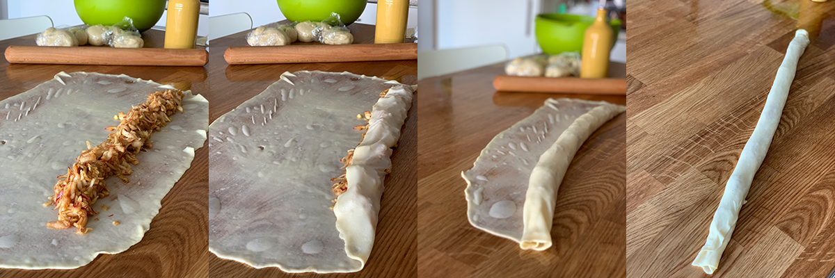 Apple filling. Apple vertuta pastry. Delicious recipes from famous chefs.