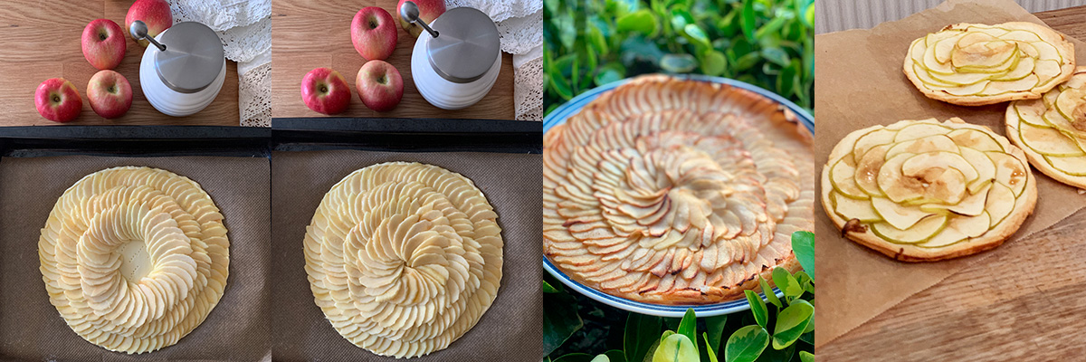 Apple tart with caramel touch. Cooking at home with step-by-step recipes.