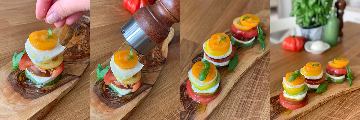 Tomato and mozzarella mille-feuille. Cooking at home with step-by-step recipes.