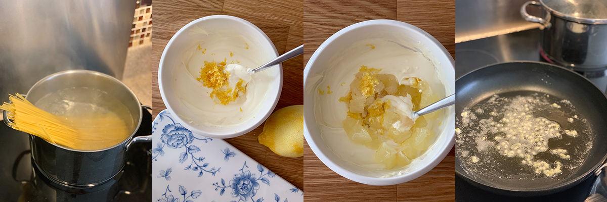 Cook pasta. Lemon spaghetti. Delicious recipes from famous chefs.