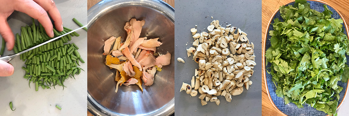 Chop vegetables. Aubergines vegan green curry by Andrei Velichko.