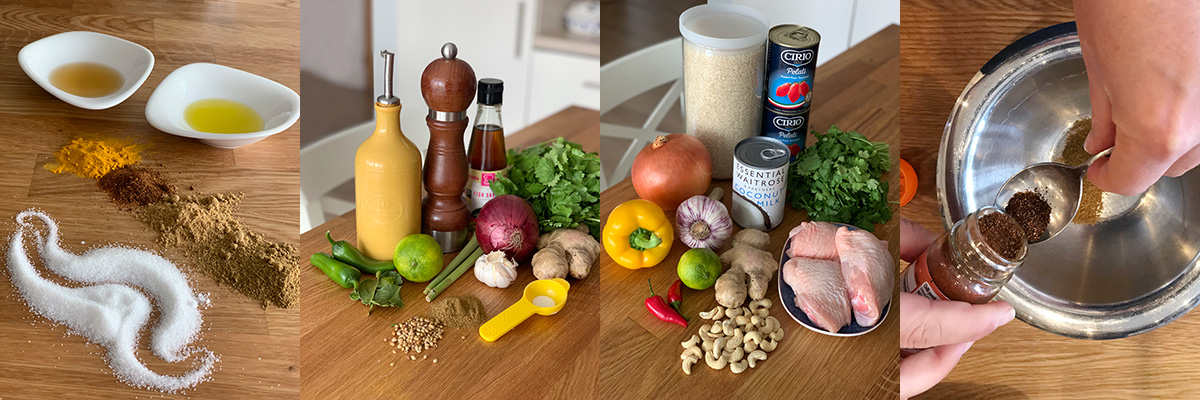 Ingredients for curry. Thai yellow chicken curry by Andrei Velichko.