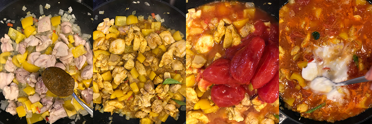 Cooking process. Thai yellow chicken curry by Andrei Velichko.