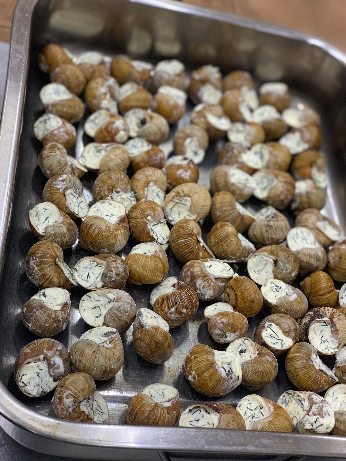 Ready-made dish of wild snails from the vineyards of the Kolonist winery