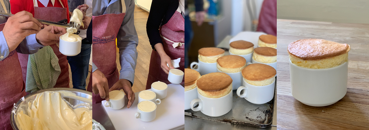 Soufflé Grand Marnier - lay out in shapes and bake until ready