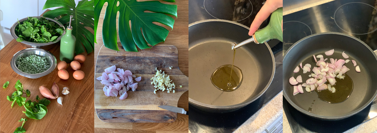 Green tortilla is cooked with olive oil