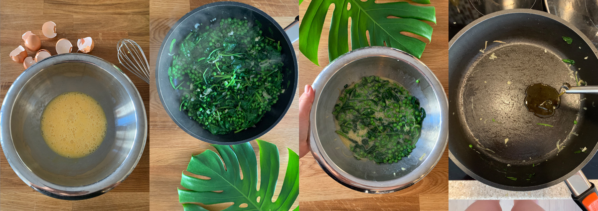 Green tortilla - preparing the egg mixture